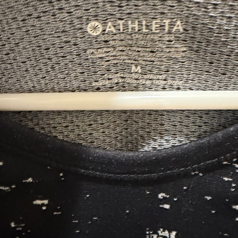 Athleta Speedlight Black and White Speckled Long Sleeve Athletic Top M - Picture 3 of 4